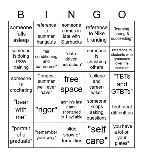 BTS Bingo Card