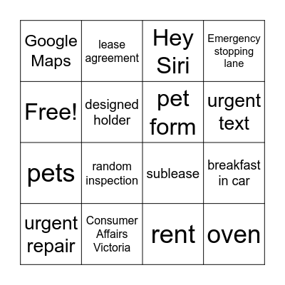 Monash Street Law Bingo Card