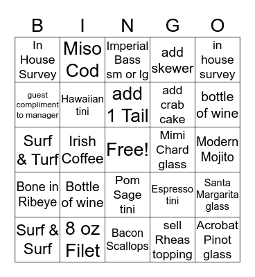 BFG BINGO Card