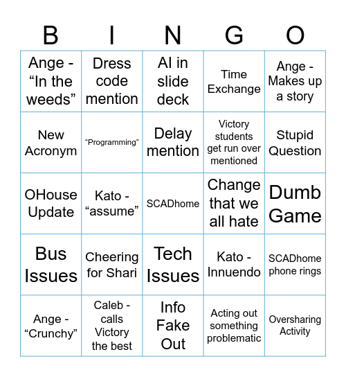 26-27 TRAINING Bingo Card