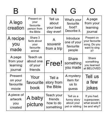 Scouts' Presentation Bingo Card
