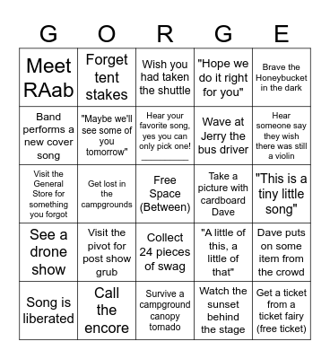 Labor Dave Weekend Bingo Card