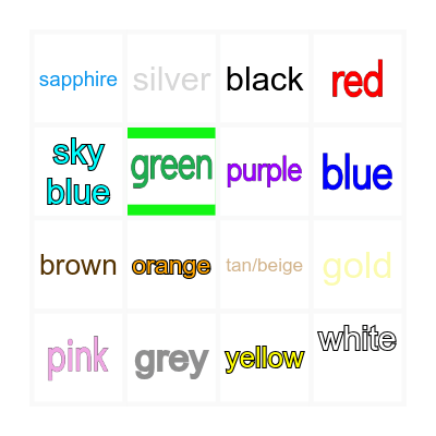 Vocabulary Bingo Card