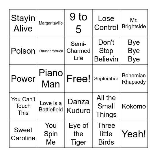 Jett's Staff Singo Bingo Card