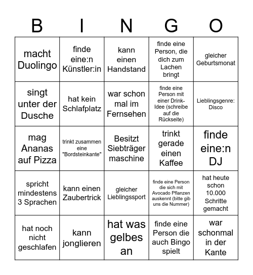 Kante Bingo Card