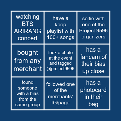 K-Bingo Express Bingo Card