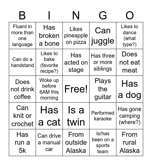 Get-To-Know-You Bingo Card