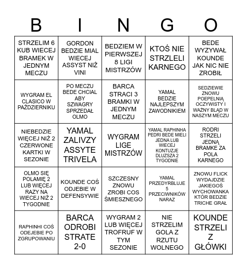BARCA Bingo Card