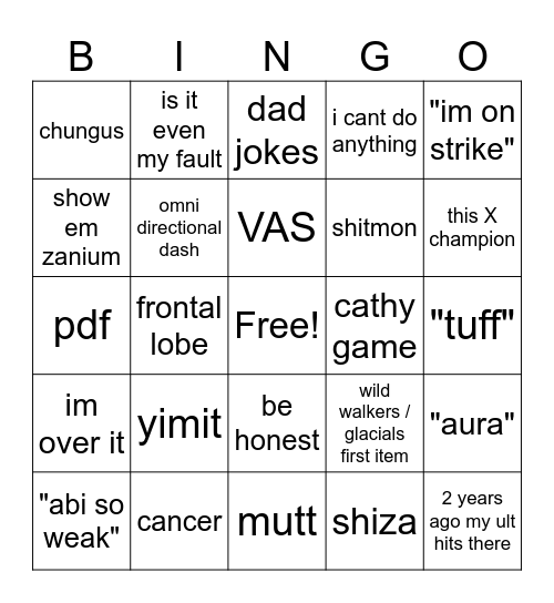 gallazor bingo Card