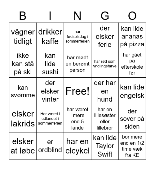 Find en, der..... Bingo Card
