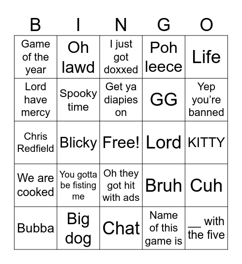 Caseoh! Bingo Card