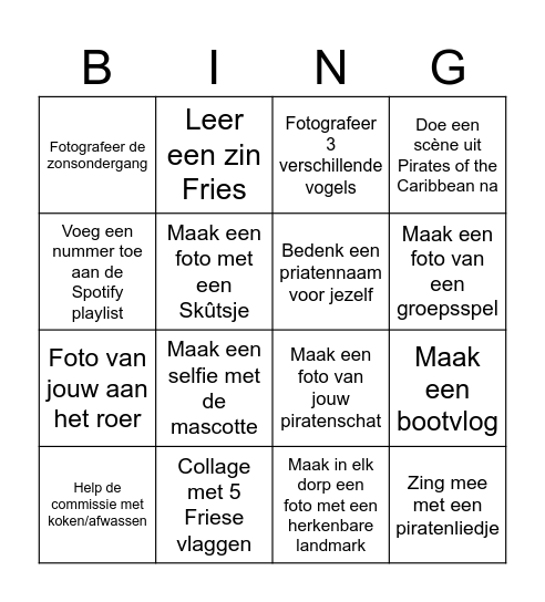 Zeilweek 2026 Bingo Card