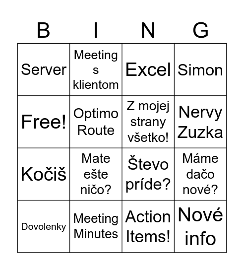 Vimpex Bingo Card