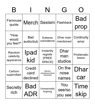 Dhar Man Bingo Card