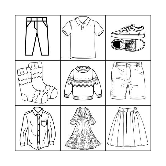 My Clothes Bingo Card