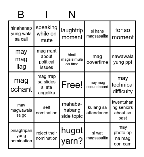 MEETING BINGO Card