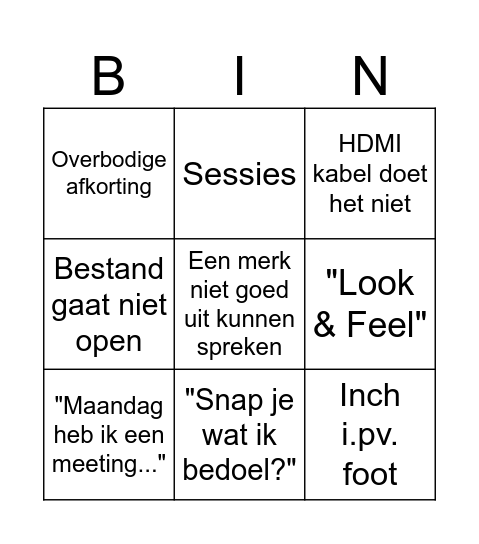 Marketing Meeting Bingo Card