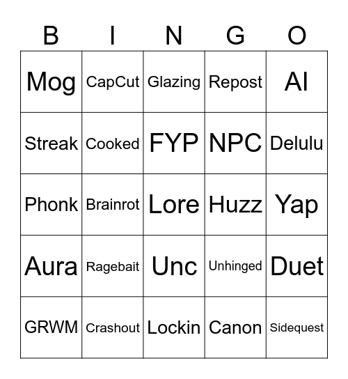 TikTok Bingo 2025 Edition Bingo Card