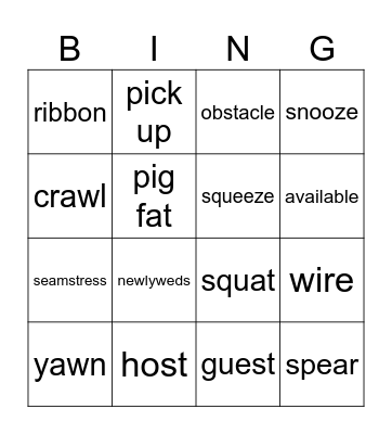 Skanska Monday Bingo Card