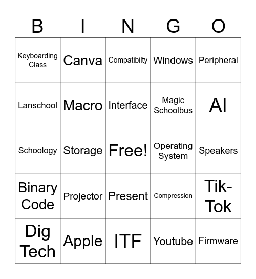 Reusser's Class Bingo Card