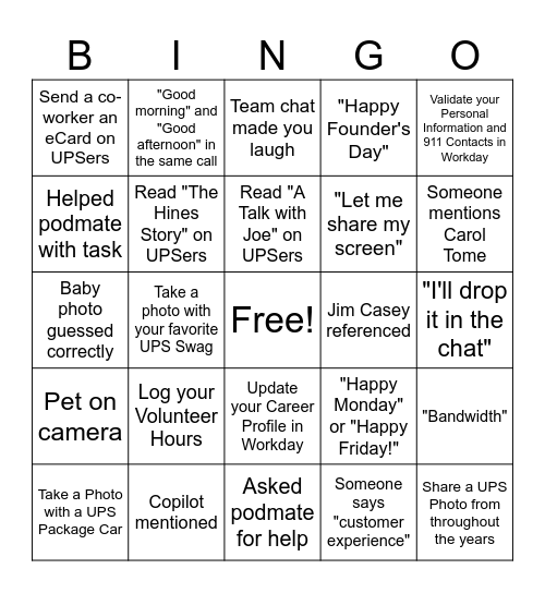 Founder's Day Bingo - Imp/SET Bingo Card