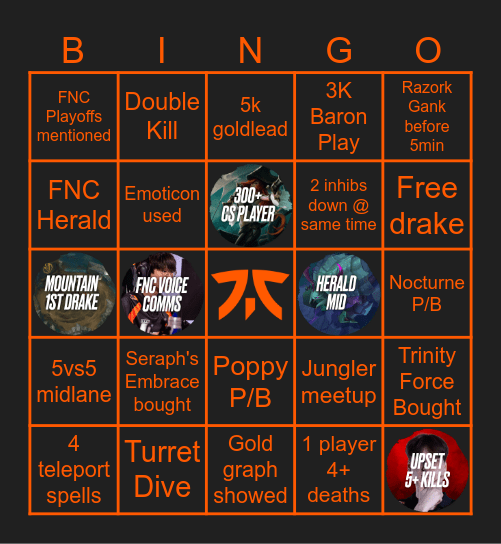 FNC vs NaVi G1 (Summer 26) Bingo Card