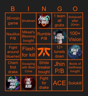 FNC vs NaVi G2 (Summer26) Bingo Card