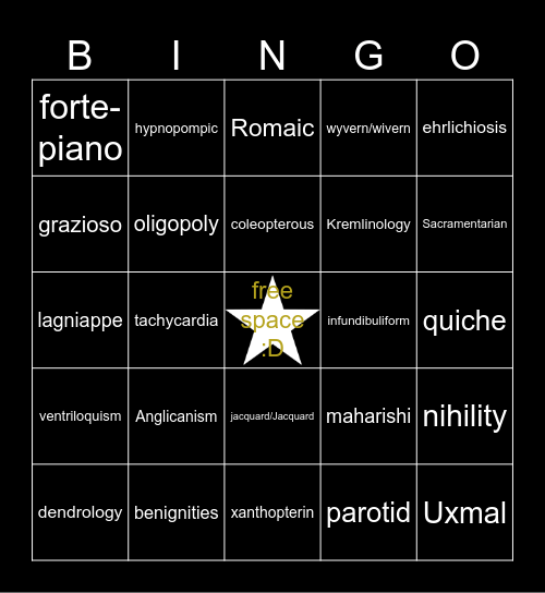 UIL Spelling and Vocab BINGO! Bingo Card