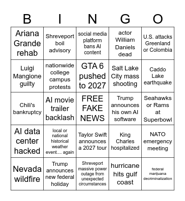2026 News Bingo Card