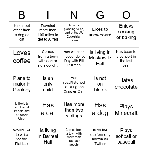 Find Someone Who... Bingo Card