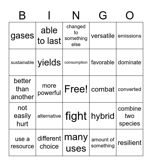 Grade 5 Unit 1 Bingo Card