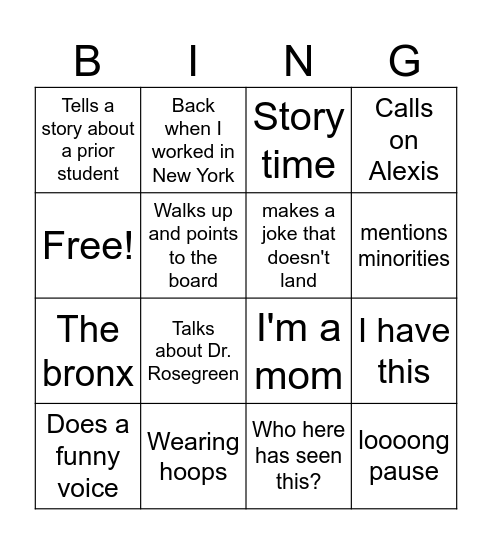 Hypoxia Bingo Card