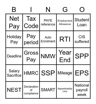 bkplus - Payroll Bingo Card
