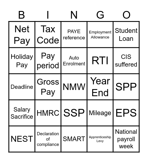 bkplus - Payroll Bingo Card
