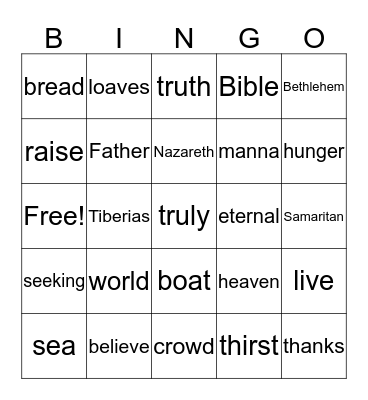 Bread of Life Bingo Card