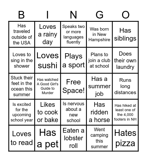 Find Someone Who... Bingo Card