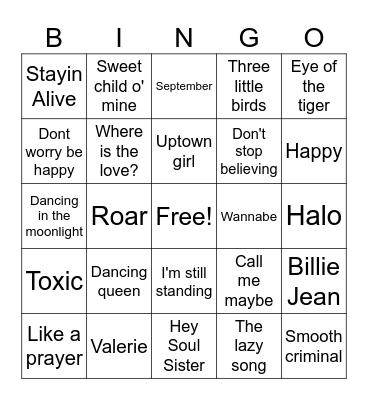Music Bingo Card