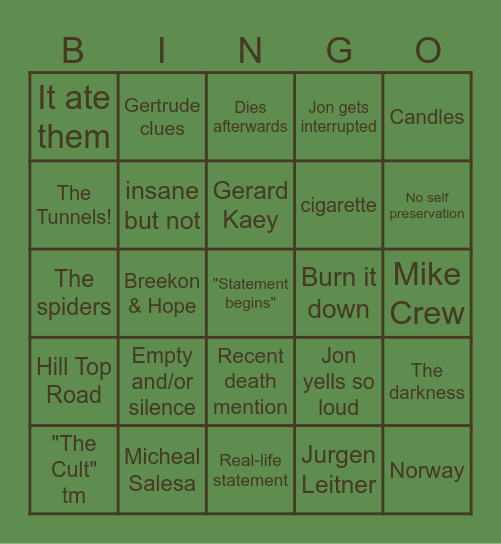 TMA Bingo Card