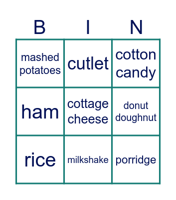 FOOD FOOD FOOD FOOD FOOD FOOD FOOD Bingo Card