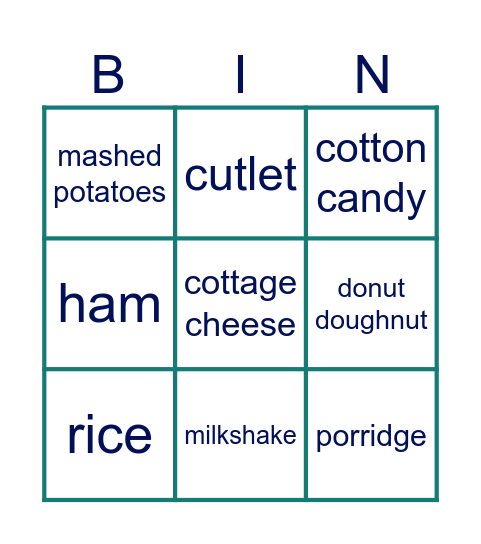 FOOD FOOD FOOD FOOD FOOD FOOD FOOD Bingo Card