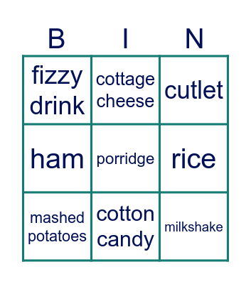 FOOD FOOD FOOD FOOD FOOD FOOD FOOD Bingo Card