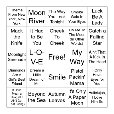 Rat Pack Music Bingo (40's - 60's Swing) Bingo Card