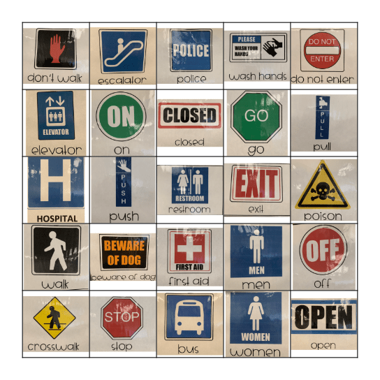 Community Signs Bingo Card