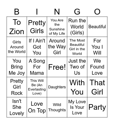 It's A Girl Bingo Card