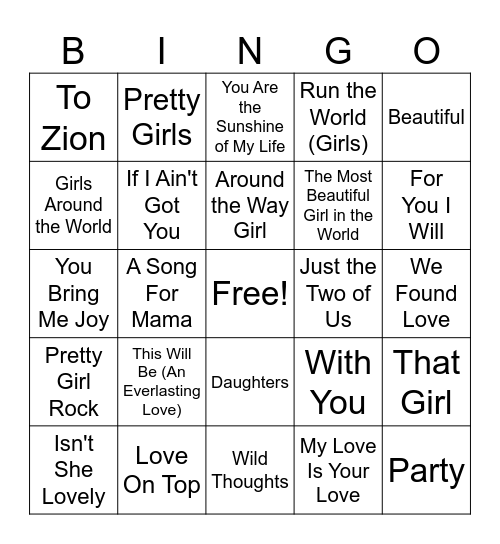 It's A Girl Bingo Card