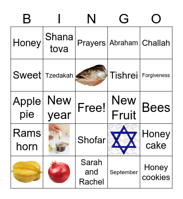 Rosh Hashanah Bingo Card