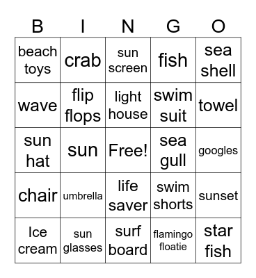 Beach Bingo Card