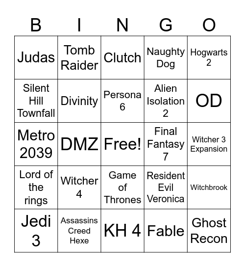 Games Com Bingo Card
