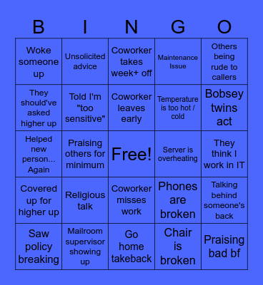 Work Bingo Card