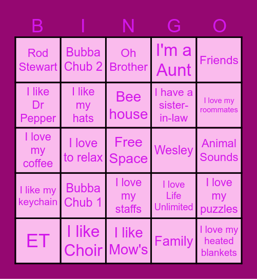 Amy's 70th Birthday Bingo Card